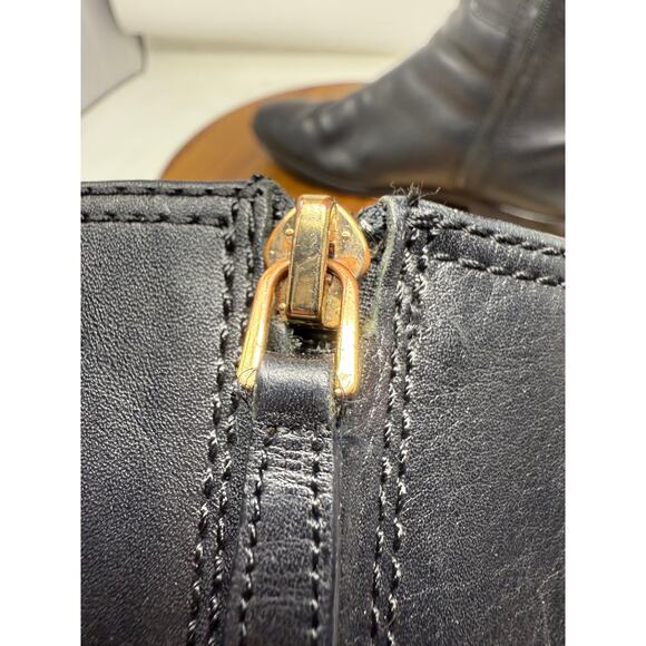 Tory Burch Riding‎ Boots Leather Black Wyatt Buckle Side Zipper Size 38 US 7 - Picture 6 of 10